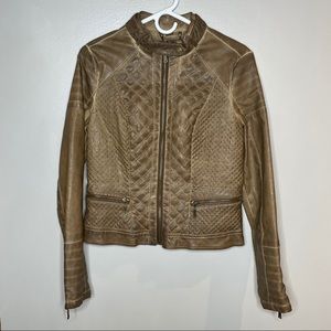 J2 Brown Distressed Faux Leather Jacket
